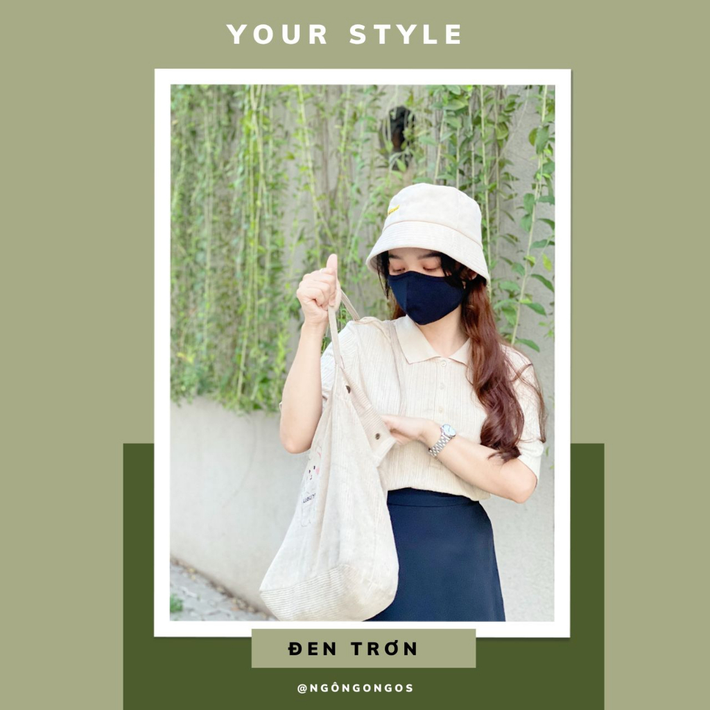 KHẨU TRANG VẢI ĐEN TRƠN COTTON 100%