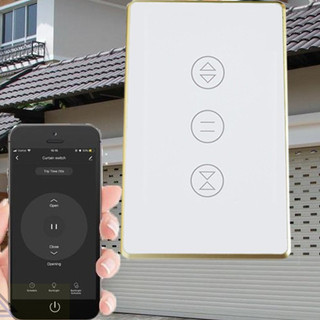 Công Tắc Cửa Cuốn mặt kính viền nhôm WiFi + Bluetooth Điều Khiển Qua Điện Thoại