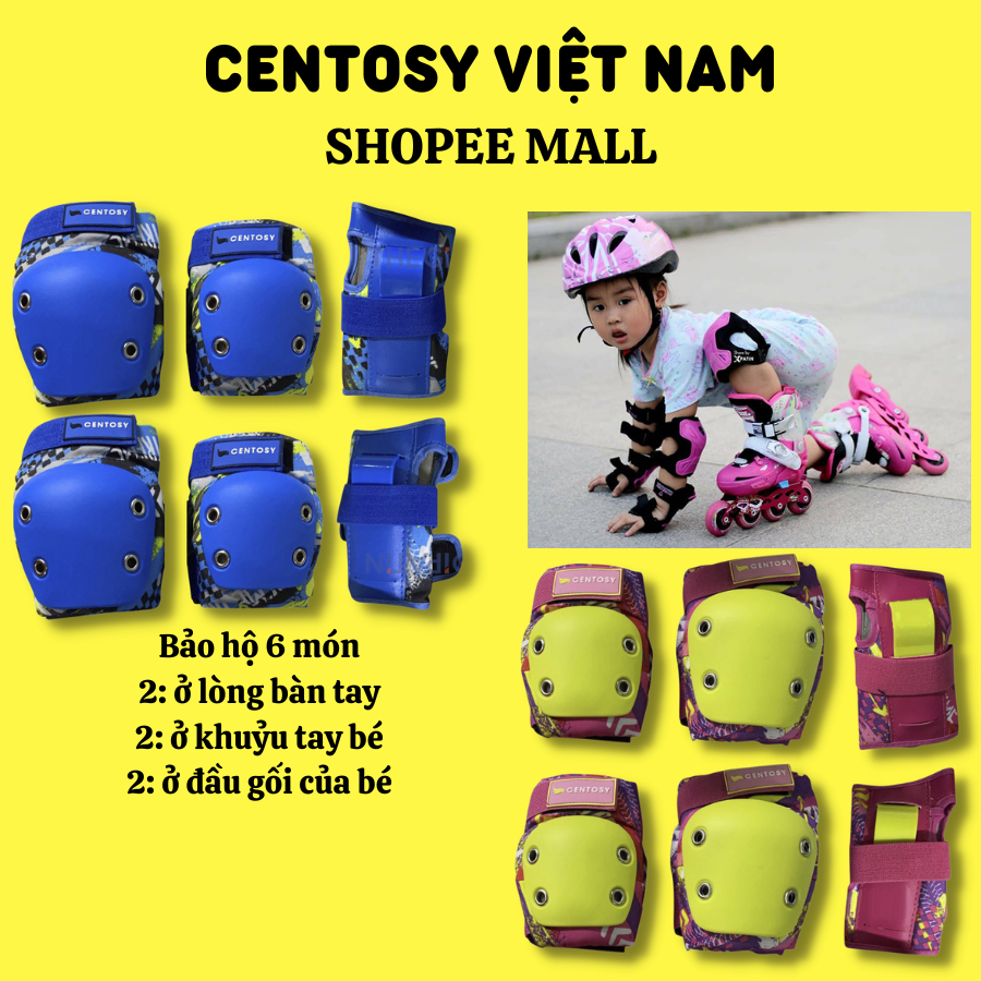 Bảo Hộ Trẻ Em Cao Cấp - Centosy Bee - Bảo Vệ Chân Tay Khi Đạp Xe, Trượt Patin Ván Trượt