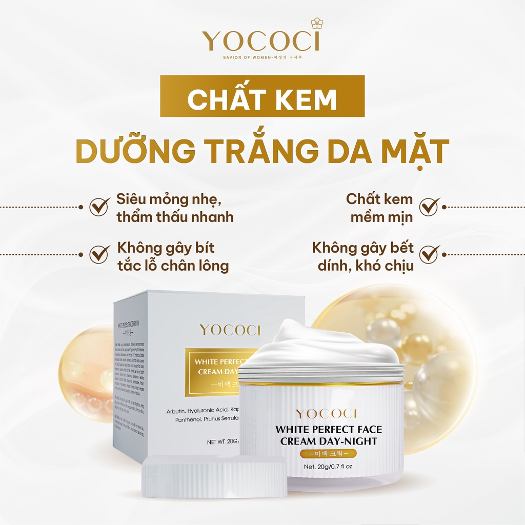Kem Dưỡng Trắng, Dưỡng Ẩm Da Mặt Ngày Đêm YOCOCI White Perfect Face Cream Day Night