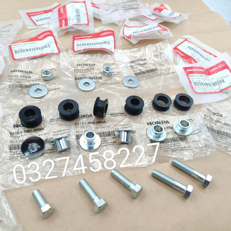 Bộ ốc cao su, pass nhôm gác chân DREAM, WAVE, FUTURE 1.. zin