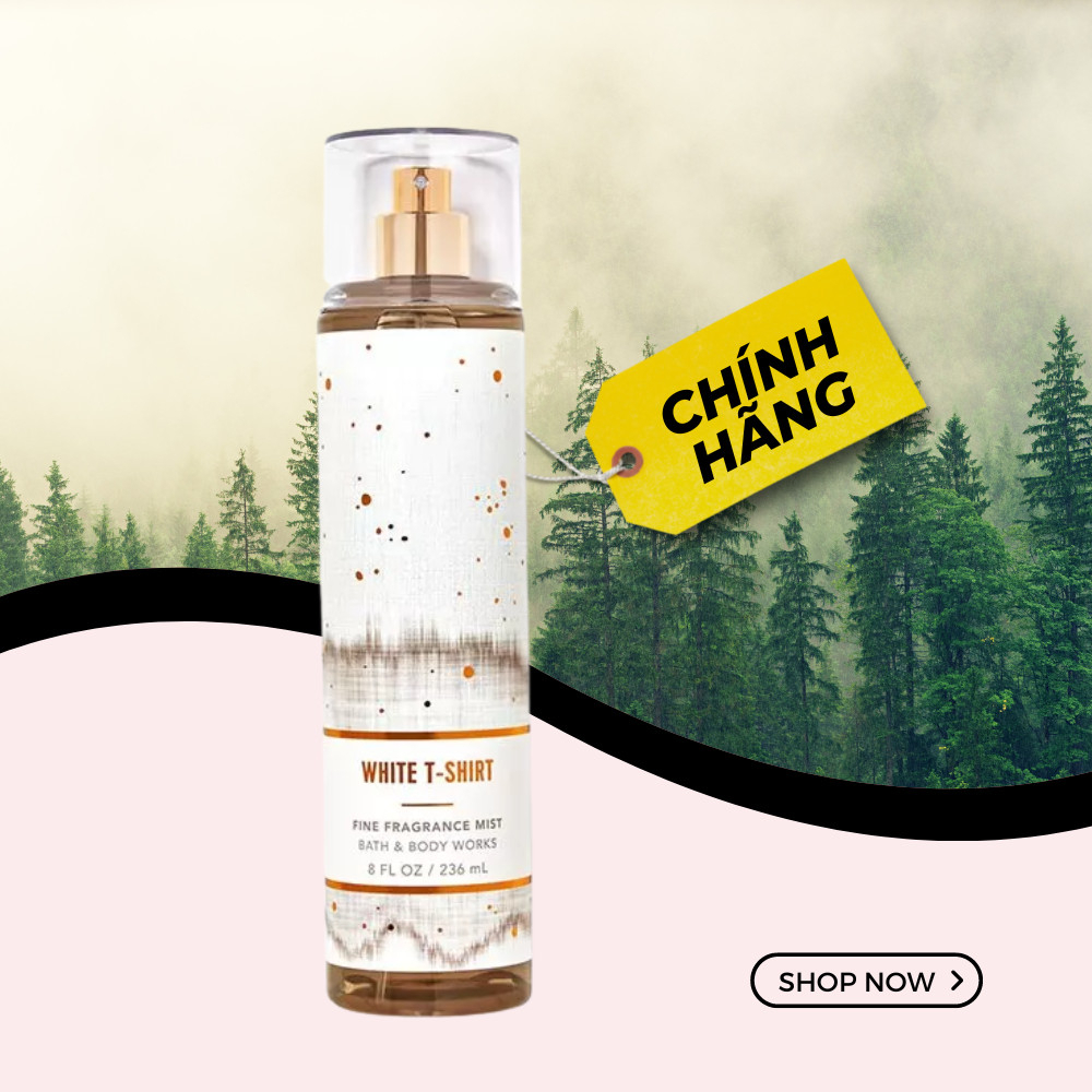 Xịt Thơm Toàn Thân Body Mist Bath And Body Works WHITE T-SHIRT Nhẹ Nhàng Thanh Mát Chai 236ml