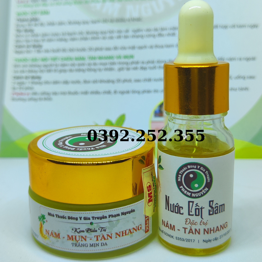 BỘ ĐÔI SERUM CỐT SÂM VÀ KEM NÁM, TÀN NHANG, ĐỒI MỒI, GIẢM NHĂN ĐÔNG Y GIA TRUYỀN PHẠM NGUYỄN (HANDMADE)
