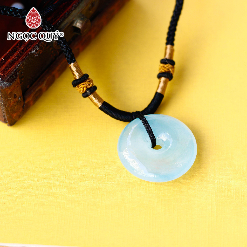 Mặt dây chuyền đồng điếu đá Aquamarine - Ngọc Quý