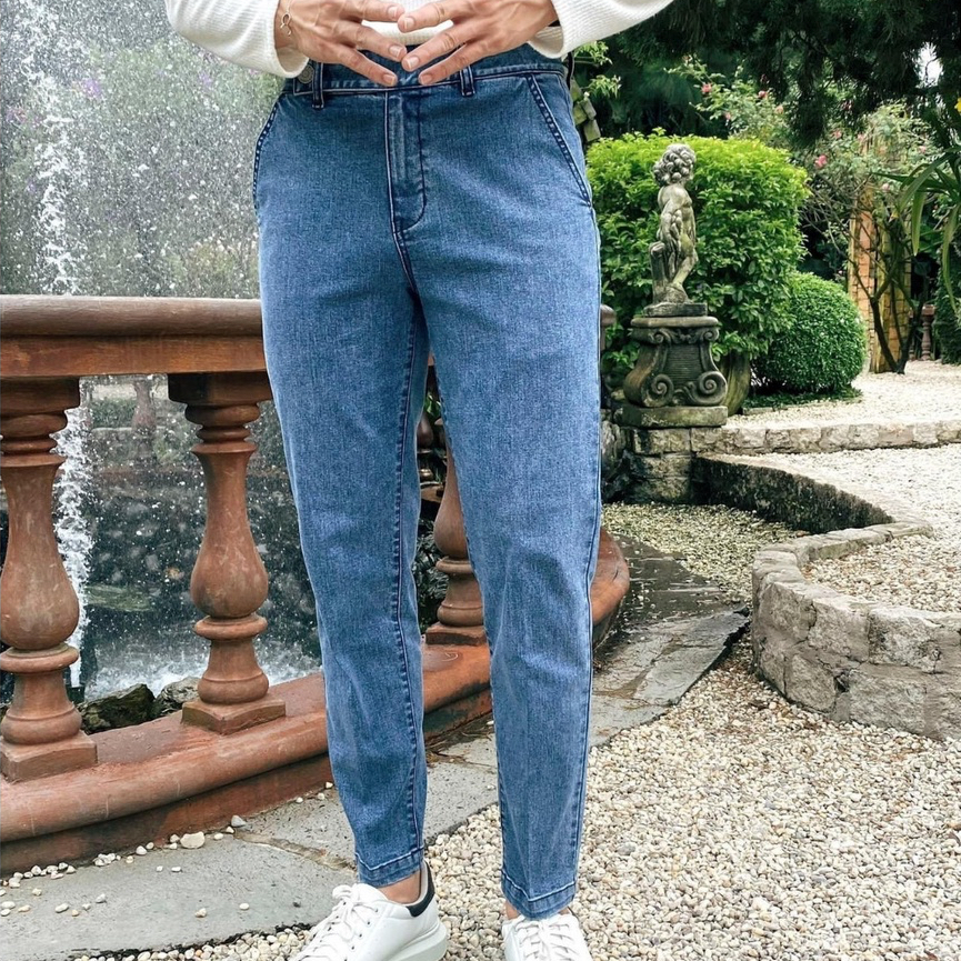 Quần Jean Dài Siêu Cấp Lưng Cao Xanh Đậm BEACON DENIM Mã JDSC730