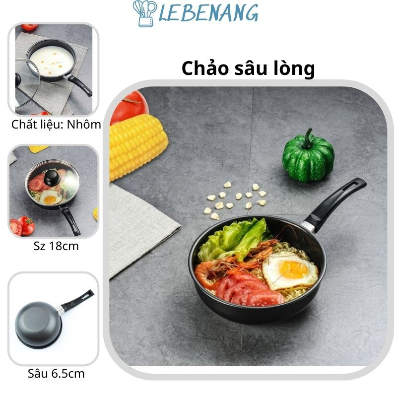 Chảo sâu lòng chống dính cao cấp size 18cm LEBENANG SB335