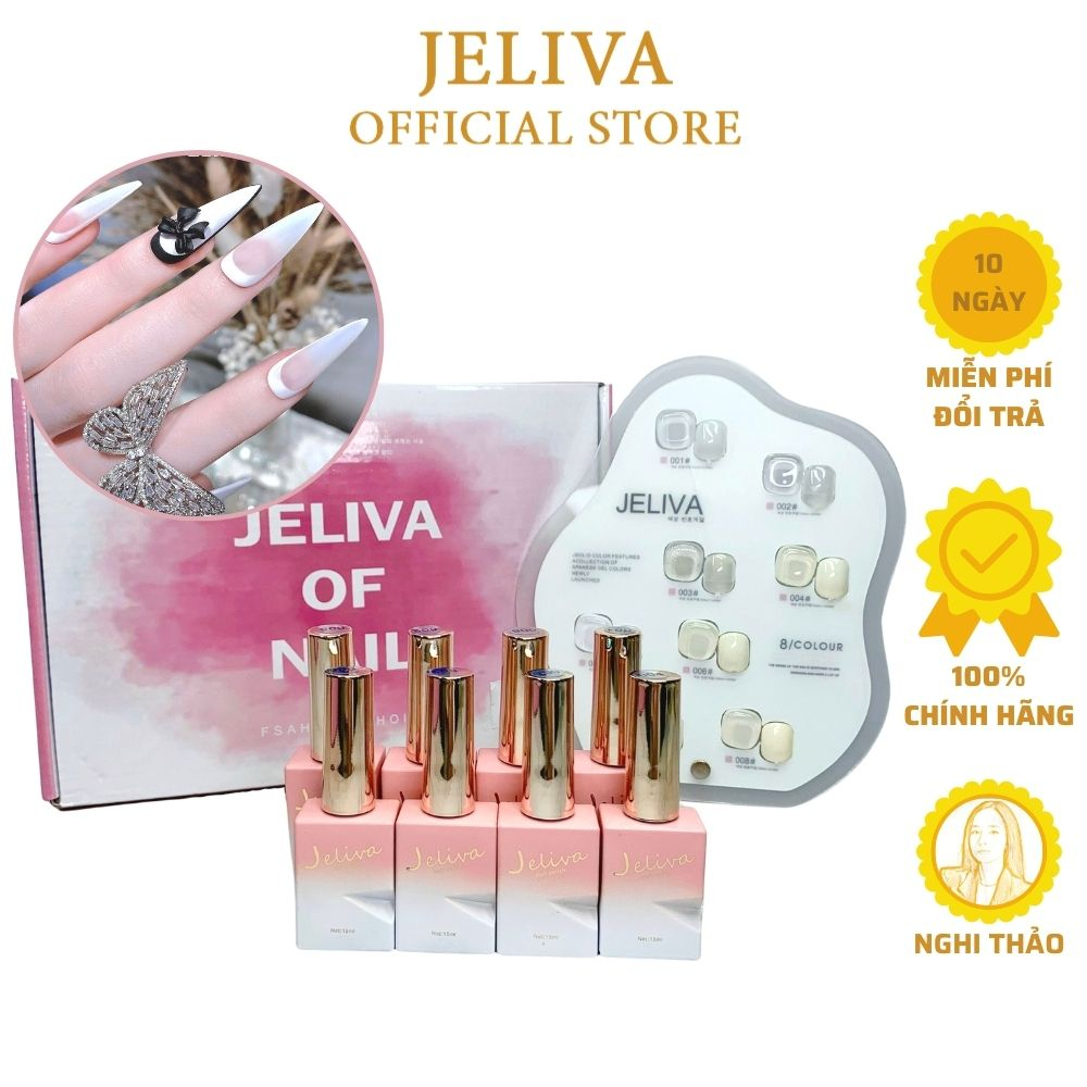 Set sơn gel trắng JELIVA 8 màu