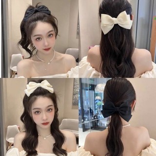Kẹp tóc phối nơ lụa bản to tiểu thư phong cách Hàn Quốc