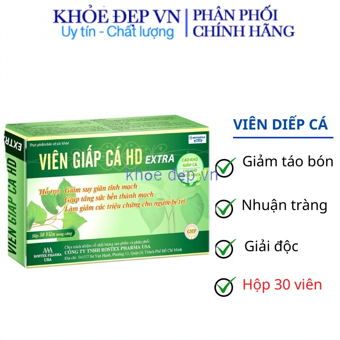 Viên giấp cá HD Extra hỗ trợ làm giảm cho người bị bệnh trĩ, tăng sức bền thành mạch – Hộp 30 viên