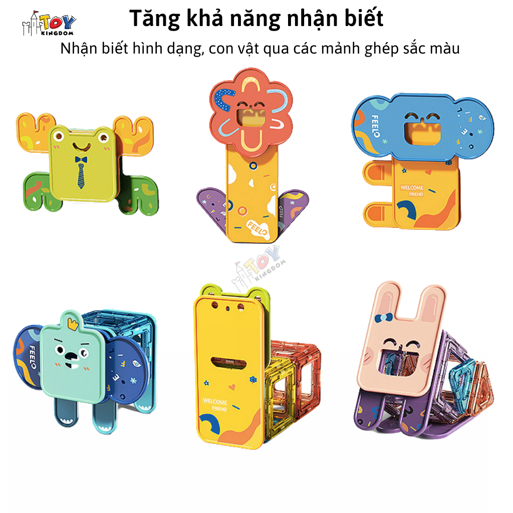 Xếp Hình Nam Châm Thông Minh Ahihi 40, 60, 80 Chi Tiết Magnetic, Có Sách Hướng Dẫn Đi Kèm, Giúp Bé Sáng Tạo