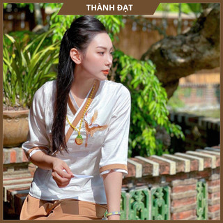 Đồ lam đi chùa ,bộ đi lễ chùa nữ lụa hai da cao cấp, mịn đẹp và trang nhã mặc duyên dáng thoải mái _ bộ lụa thêu hạc