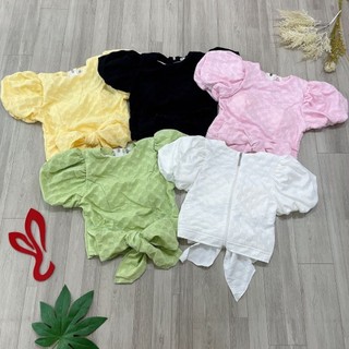 áo kiểu tay phồng nơ eo