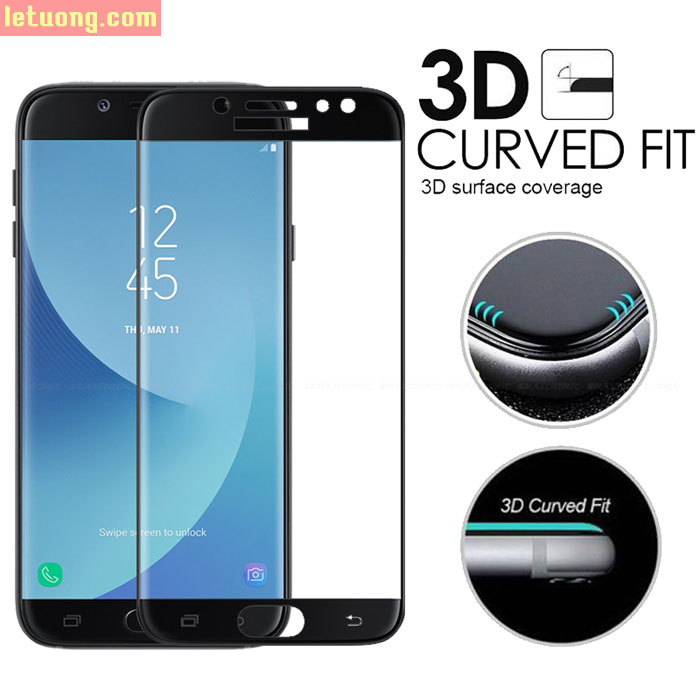 Kính cường lực full màn Samsung J7 Plus Đen
