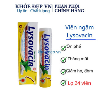 Viên ngậm Lysovacin hỗ trợ ôn phế, thông mũi, mát họng, giảm họ, giảm đờm – hộp 24 viên ngậm