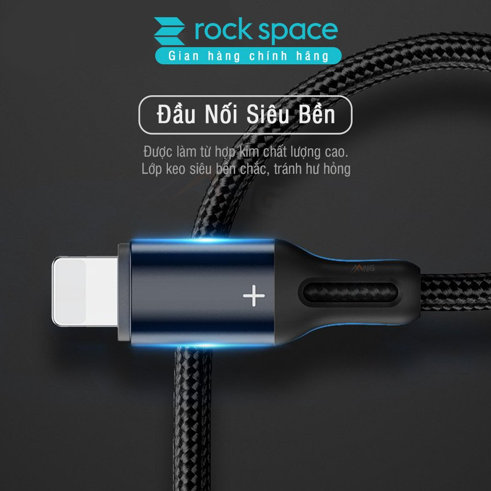 Dây Sạc nhanh IP Rockspace R2 chuẩn sạc nhanh dây dù dài 1m siêu bền-Hàng bảo hành 12 tháng