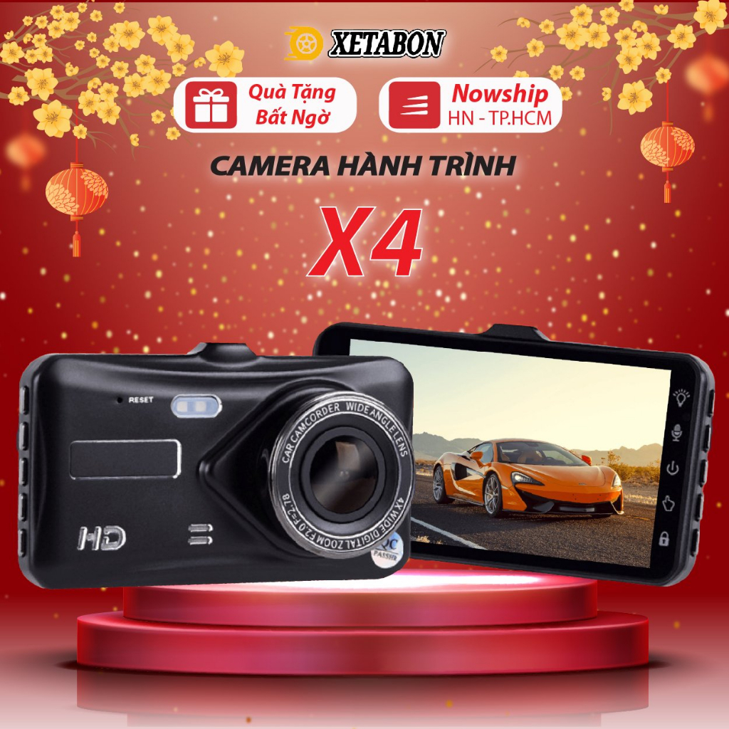 Camera hành trình ô tô X4 XETABON Full HD kèm thẻ nhớ 32GB, màn hình cảm ứng, quay đêm rõ nét, Bảo Hành 12 Tháng 1 đổi 1