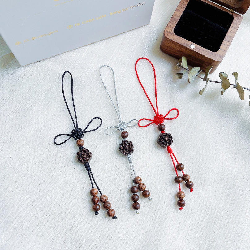 Móc Treo Cầu Bình An Hoa Sen Trầm Hương Thiên Nhiên SP.150 Cara Gem