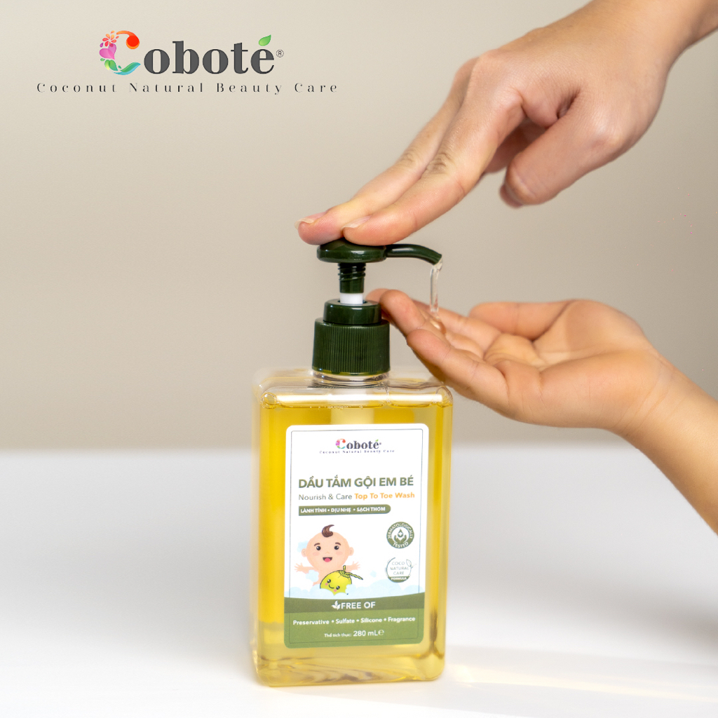 Dầu Tắm Gội Em Bé Coboté - Nourish & Care Top To Toe Wash 280ml