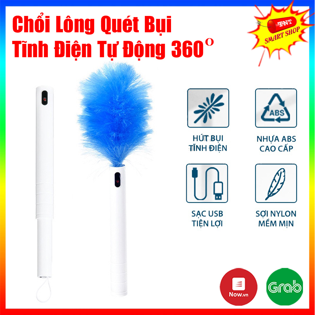 Chổi Lông Quét Bụi Tĩnh Điện Tự Động 360°- Chổi Điện 360 Quét Bụi Vệ Sinh Đa Năng Vệ Sinh Nhà Cửa , Nội Thất Ô Tô