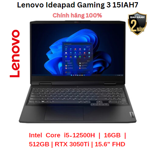 Lenovo Ideapad Gaming 3 15IAH7 / i5-12500H/ RAM 16GB/ SSD 512GB/ RTX 3050Ti/ 15.6" FHD/ Xám/ Mới chính hãng