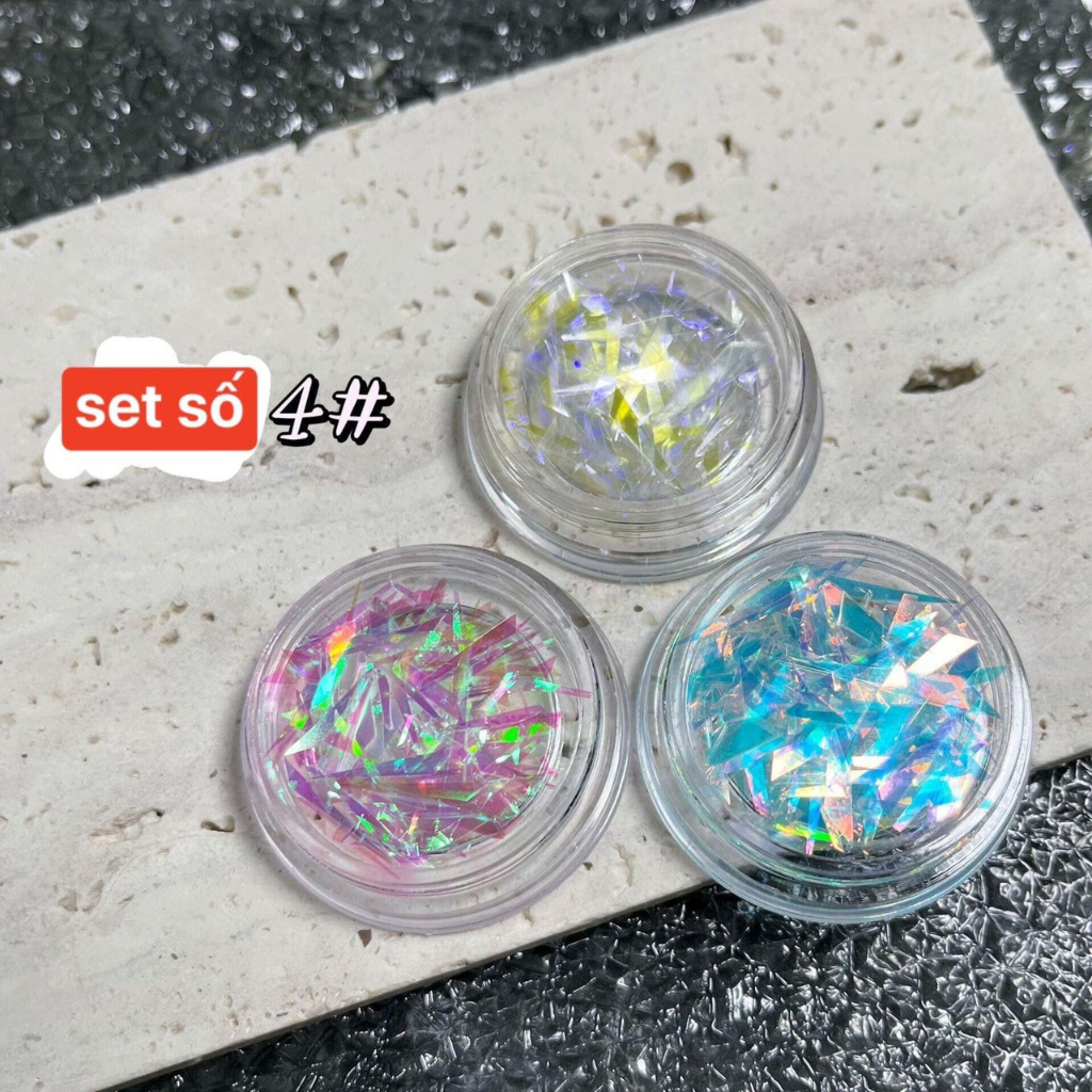 Set giấy ẩn thủy tinh dùng để trang trí móng 8k/1 hủ