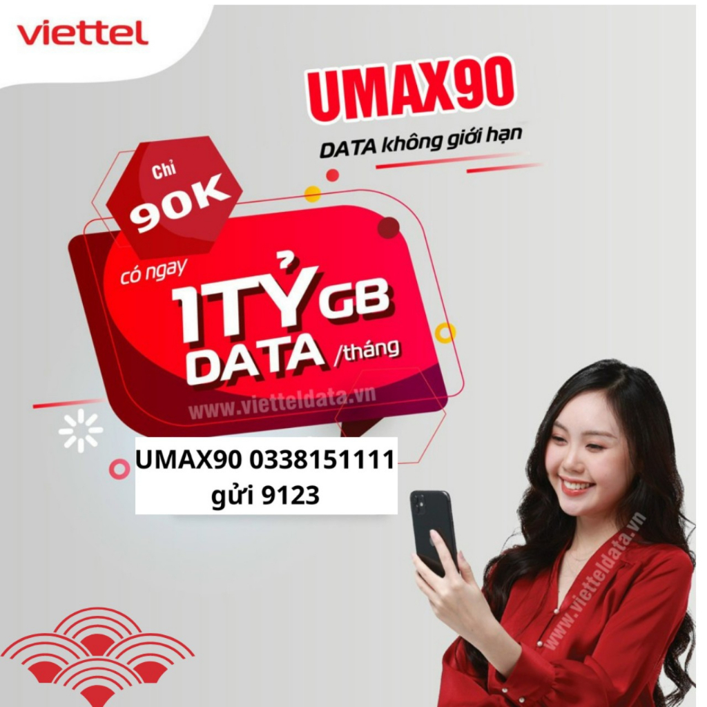Sim Viettel 4G, sim 4G Viettel UMAX70 - UMAX90 Data Không Giới Hạn, max băng thông Chỉ Từ 70k/Tháng