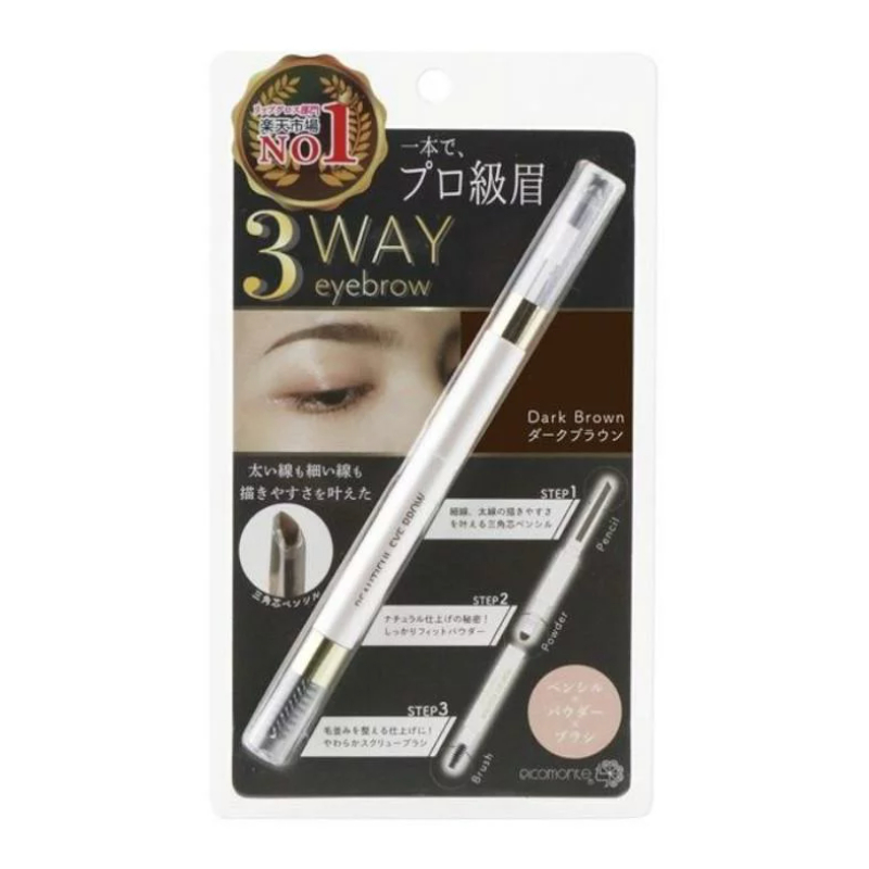 Chuốt chì kẻ lông mày 3 Way Eye Brow Picomonte Nhật Bản màu nâu sẫm