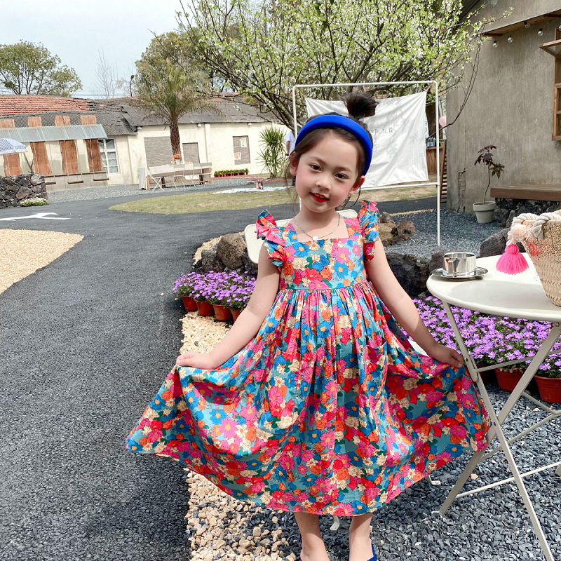 Váy Đầm Hoa Bé Gái, váy cánh tiên 100% cotton phong cách Hàn Quốc siêu dễ thương cho bé gái 2 - 8 tuổi