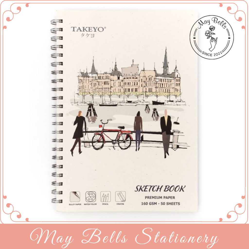 Sổ Tay Vẽ Tranh Takeyo A6 50 Tờ 160gsm, Sổ Lò Xo Vẽ Tranh Size Nhỏ 160gsm Bìa Giao Ngẫu Nhiên