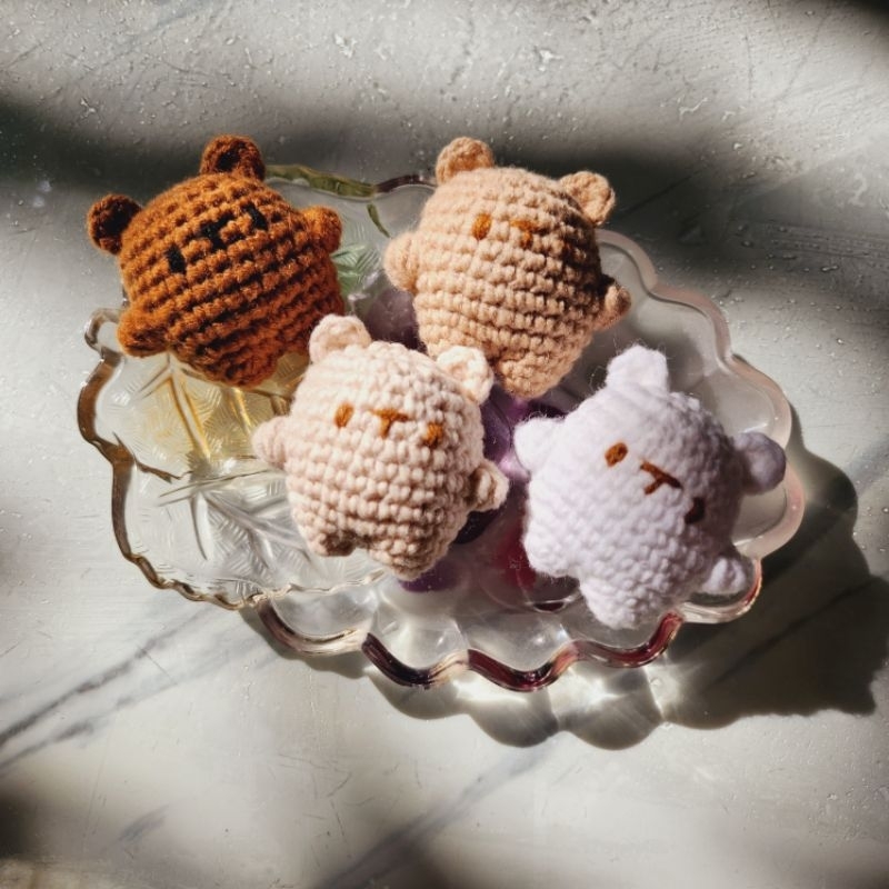 Móc khóa gấu răng móc len mini - Amigurumi tooth beary