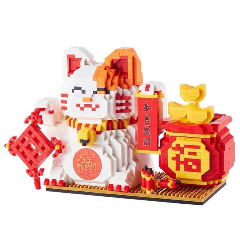 Lắp ráp mô hình lego Linkgo các nhân vật mèo thần tài