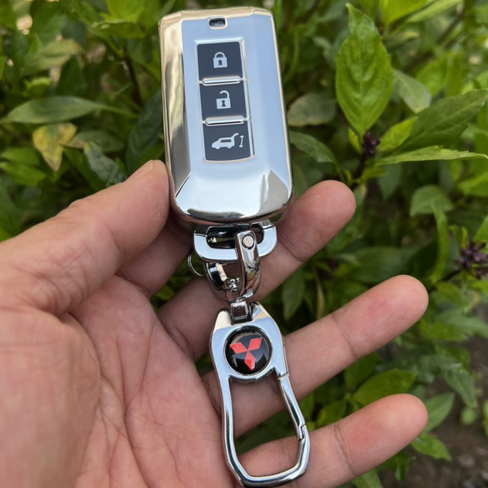Ốp chìa khóa TPU Silicon mạ inox xe ô tô MITSUBISHI Xpander, Outlander