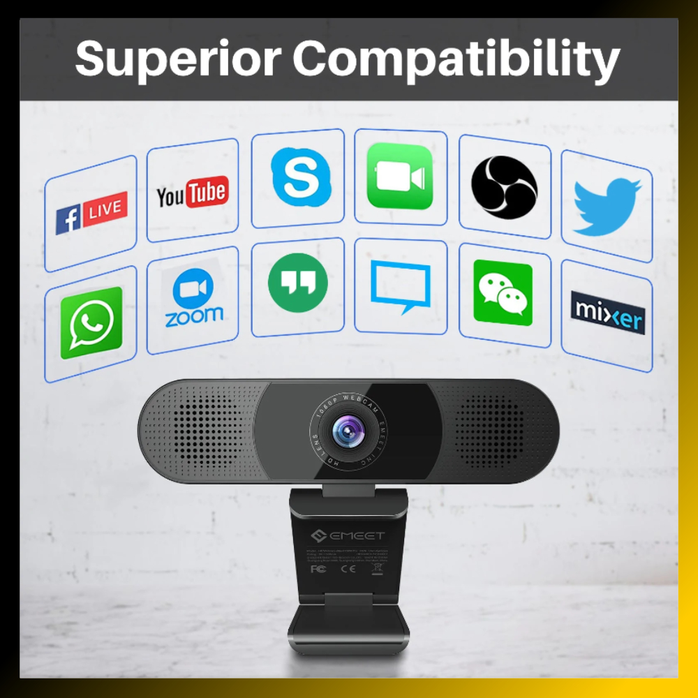 Webcam họp trực tuyến eMeet C980 Pro full HD 1080p kèm mic kèm loa - Hàng chính hãng