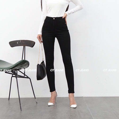 Quần skinny jean nữ bó lưng cao co giãn 2 màu đen trắng CP33, CT JEANS