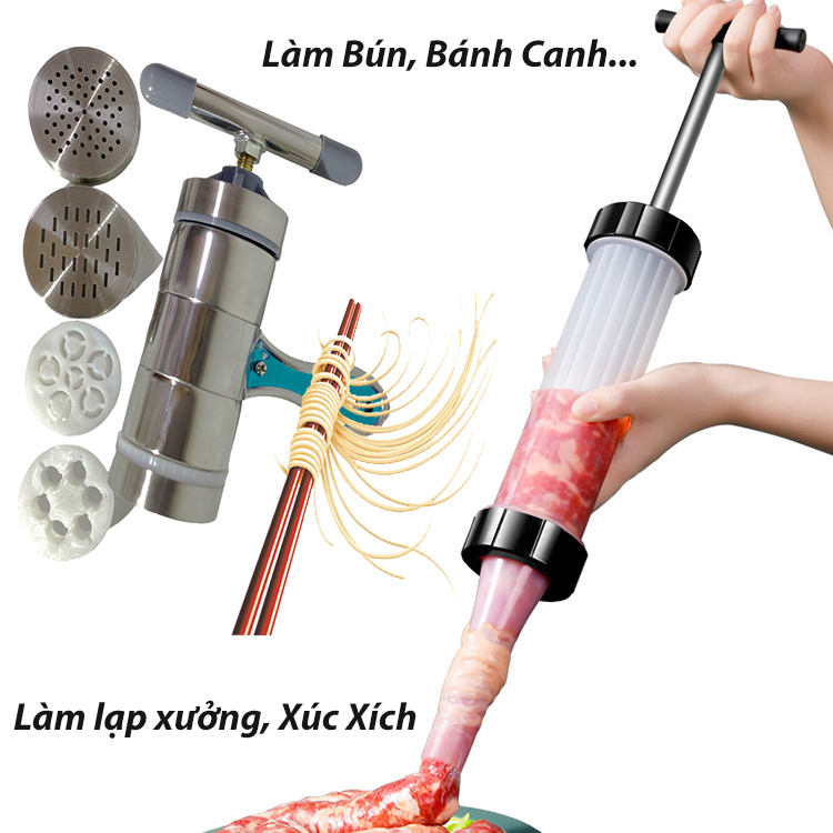 {Đủ Mẫu} Dụng cụ đa năng 3 đầu làm Bún,bánh canh, Xúc Xích, Lạp Xưởng