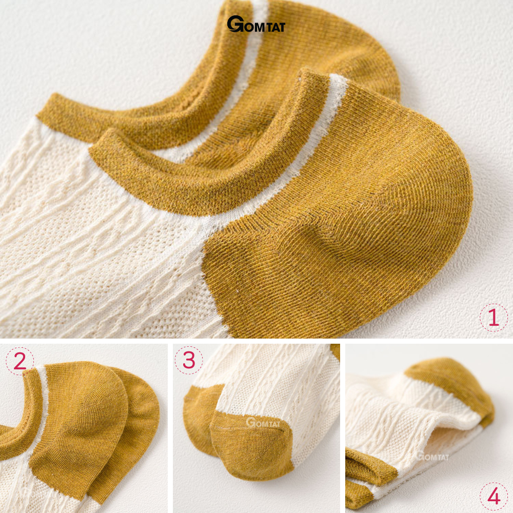Vớ nữ cổ ngắn cotton cao cấp họa tiết, tất cổ ngắn nữ chất liệu thoáng mát êm chân, hút ẩm chống mùi hôi - NUCN-CC-02