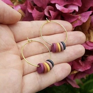 Khuyên tai tròn xỏ hạt đất sét Polymer handmade