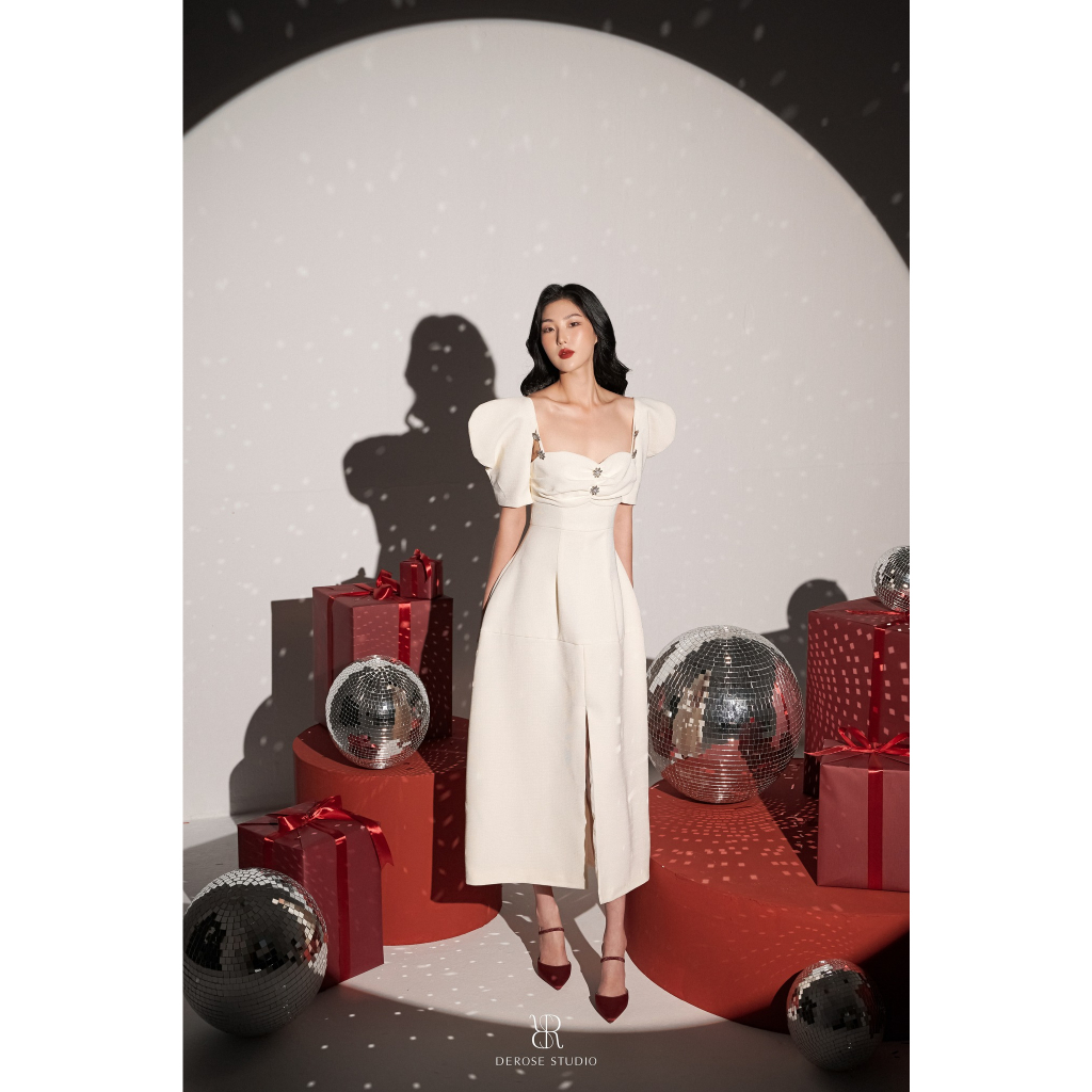 MALLY DRESS - VÁY HAI DÂY TAY BỒNG DÀI XẺ