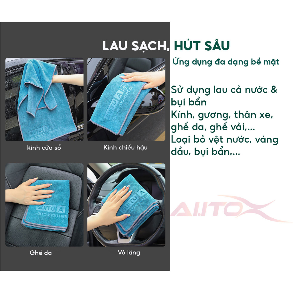 Khăn lau xe ô tô chuyên dụng AutoX vải lông cừu thâm hút và chống xước sơn xe cực tốt