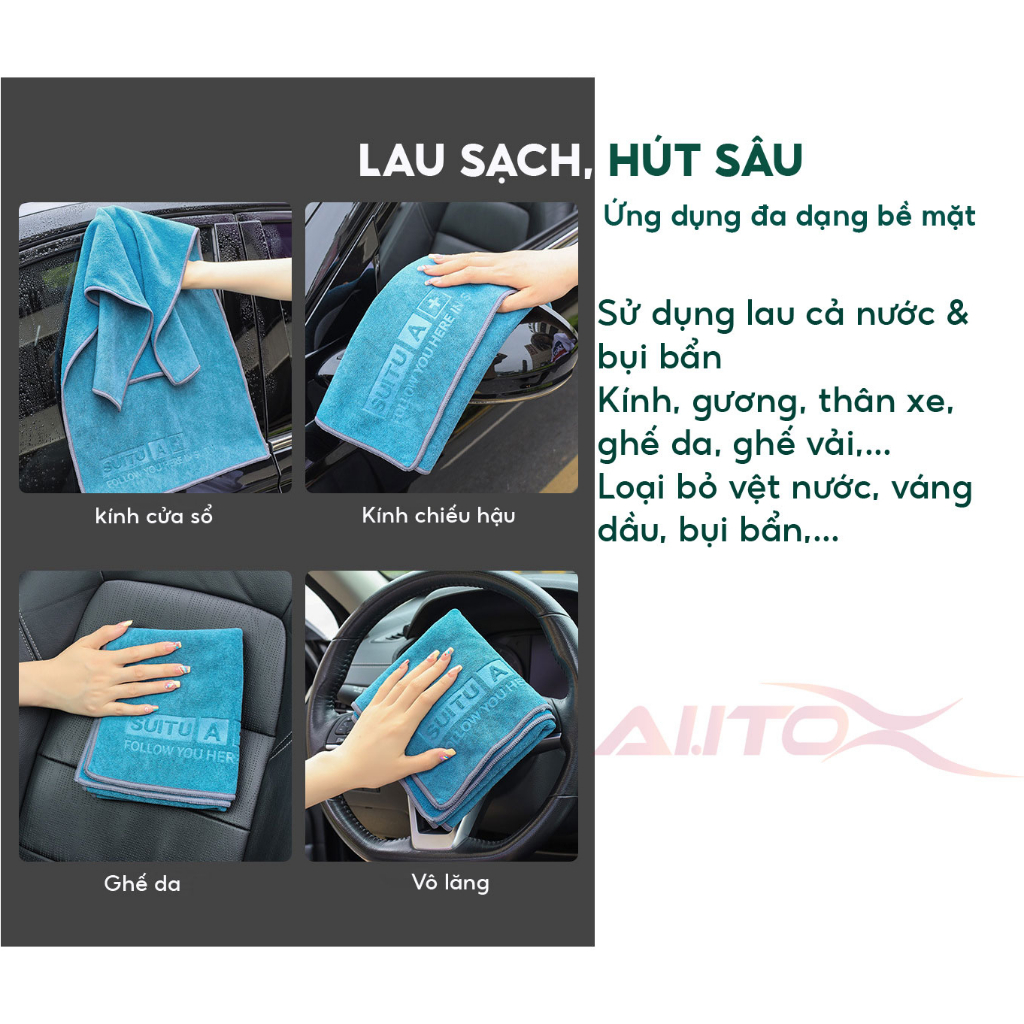 Khăn lau ô tô autox - sợi lông cừu cực mịn, thấm hút gấp 5 lần khăn thường - ảnh sản phẩm 6