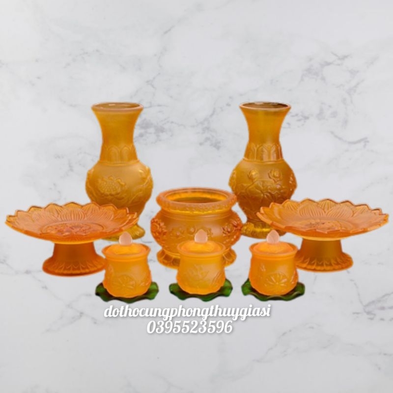 bộ thờ cúng lư hương bát nhang bình hoa đĩa trái cây bộ áng chung ly đại bi chung