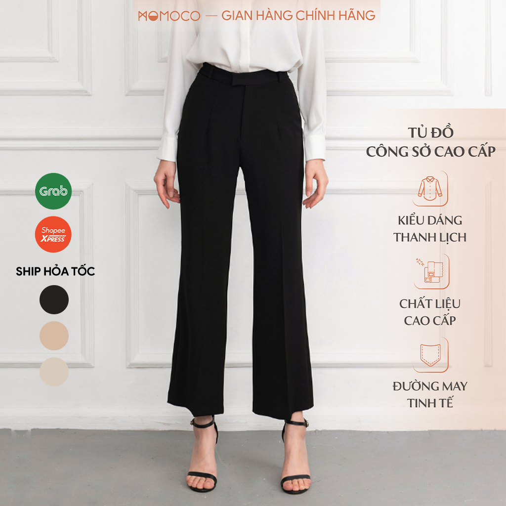 Quần Ống Loe Nữ MOMOCO Dáng Suông ESSENTIALS Ankle Flare Pants Chất Tuýt Si Thoáng Mát Mềm Mịn - M2777