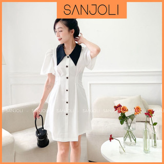 Đầm Dự Tiệc SANJOLI Váy Babydoll Nữ Bigsize Polo Dáng Xòe Suông Ôm Eo Thiết Kế Công Sở Hàn Quốc Trẻ Trung Màu Đen VD040