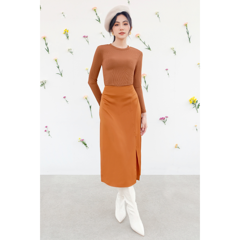 Chân váy midi dáng a 3 màu chất liệu lụa 2LSK2003 ADORE DRESS