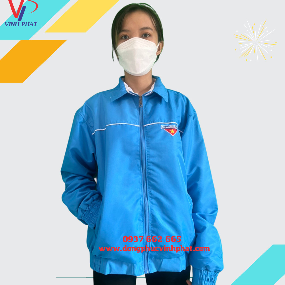 Áo khoác Đoàn thanh niên vải dù có thêu logo thoáng mát nhẹ chống thấm nước đẹp chất lượng