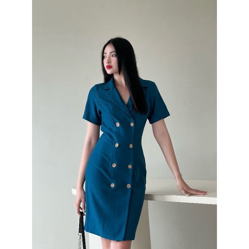 Đầm CICI dress công sở ( xanh coban )