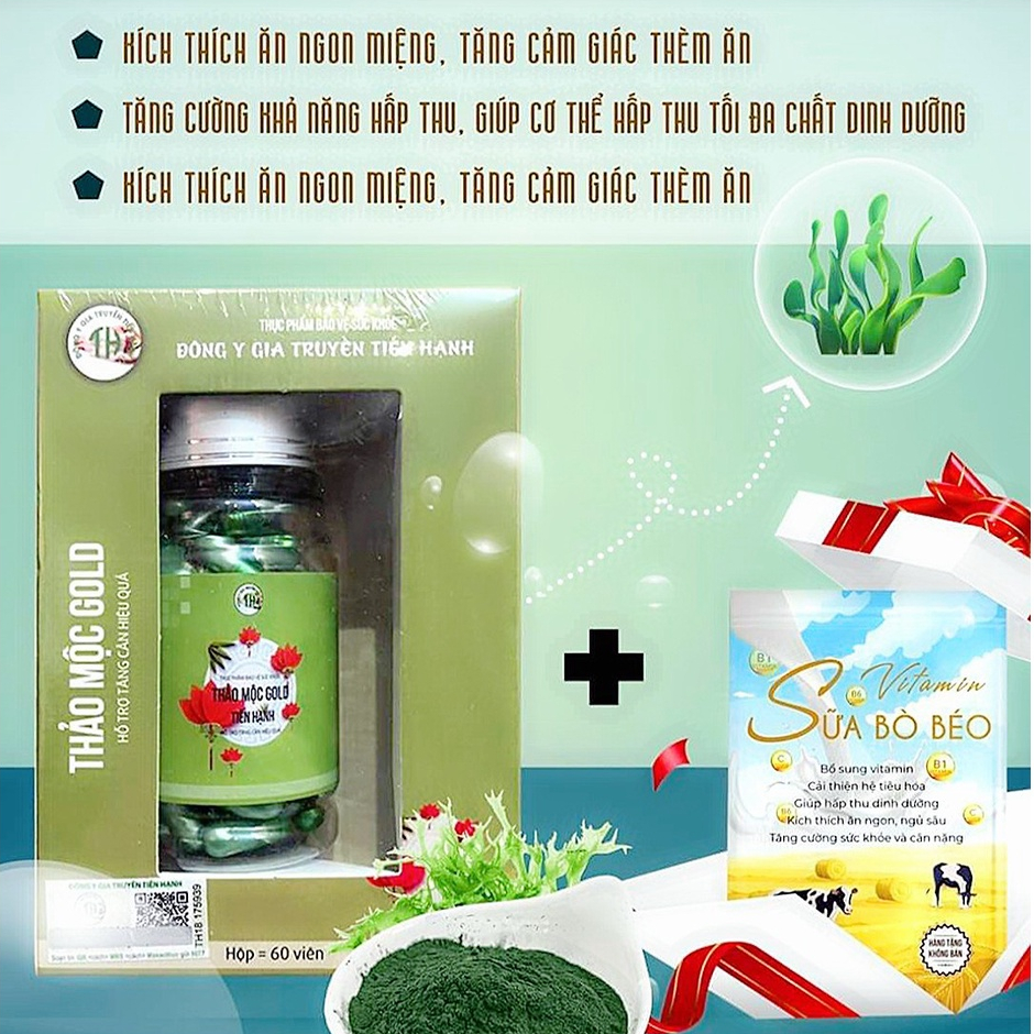Thảo mộc tăng cân Gold 60 viên TẶNG VITAMIN SỮA BÒ BÉO cam kết chính hãng