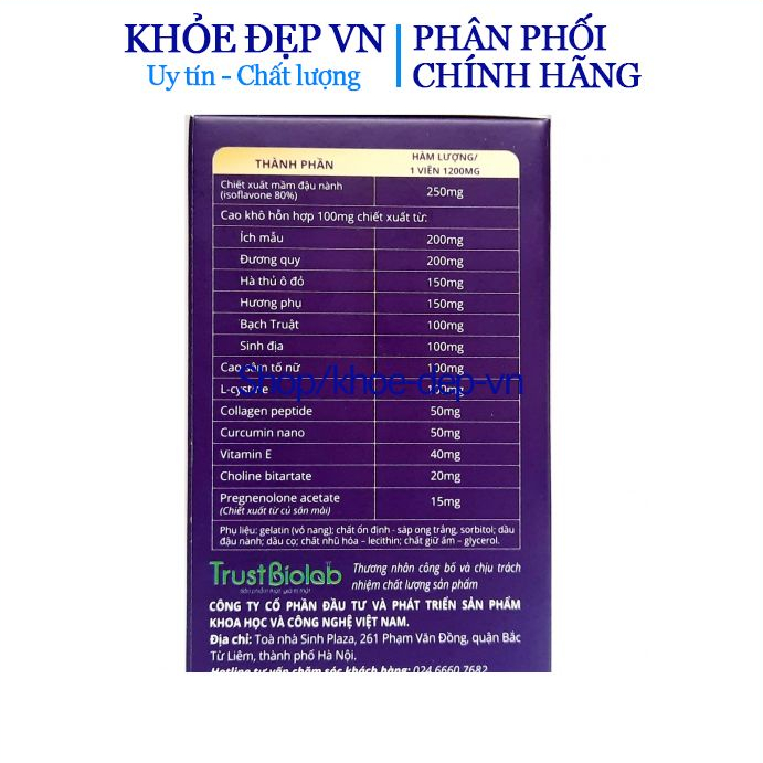 Viên uống đẹp da Sâm tố nữ Bio Queen Pluss trắng da giảm lão hóa , ngừa nám tàn nhang hộp 30 viên