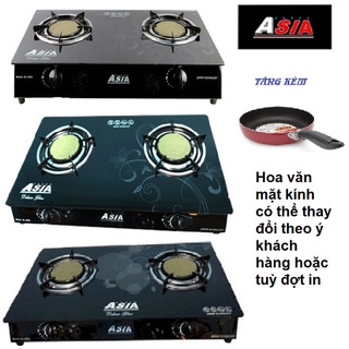 Bếp gas đôi hồng ngoại Ceramic xanh 120mm Asia(hoa văn mặt kính thay đổi tuỳ đợt in)