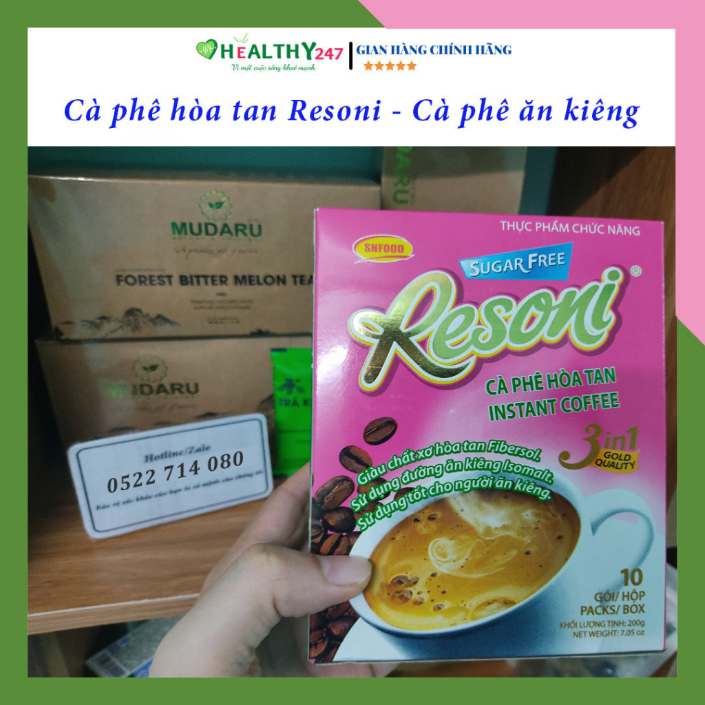 Cà phê dành cho người tiểu đường, ăn kiêng Resoni hộp 200g